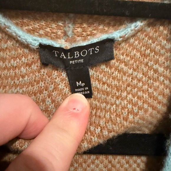 Talbots Brown and Blue wool blend cardigan - Picture 2 of 5